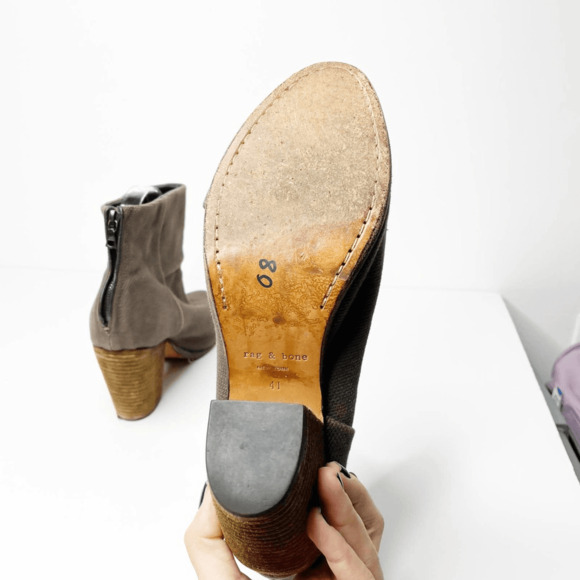 Rag & Bone Newbury Canvas Ankle Boot gray wooden heel canvas womens 41 US 11 - Picture 4 of 6